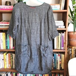 pyne & smith no 20 gray linen shift dress sz small